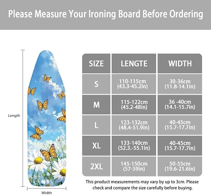Butterfly Daisy Pattern Ironing Board Cover Soft Ironing Board Cover, Non Stick - Image 6