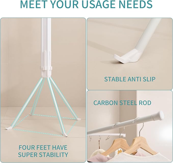 JOOM 4 Legs Clothes Drying Rack, Garment Rack Portable and Foldable Space - Image 3