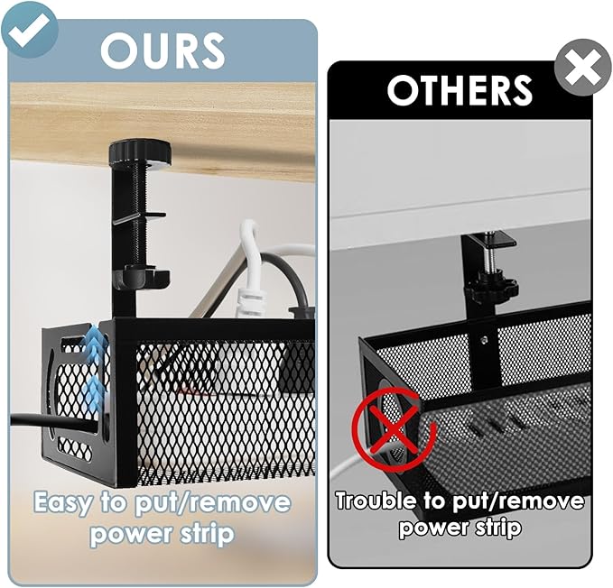 Cable Management, 2 Pack Cable Management Under Desk, Cable Tray | No Drill - Image 5
