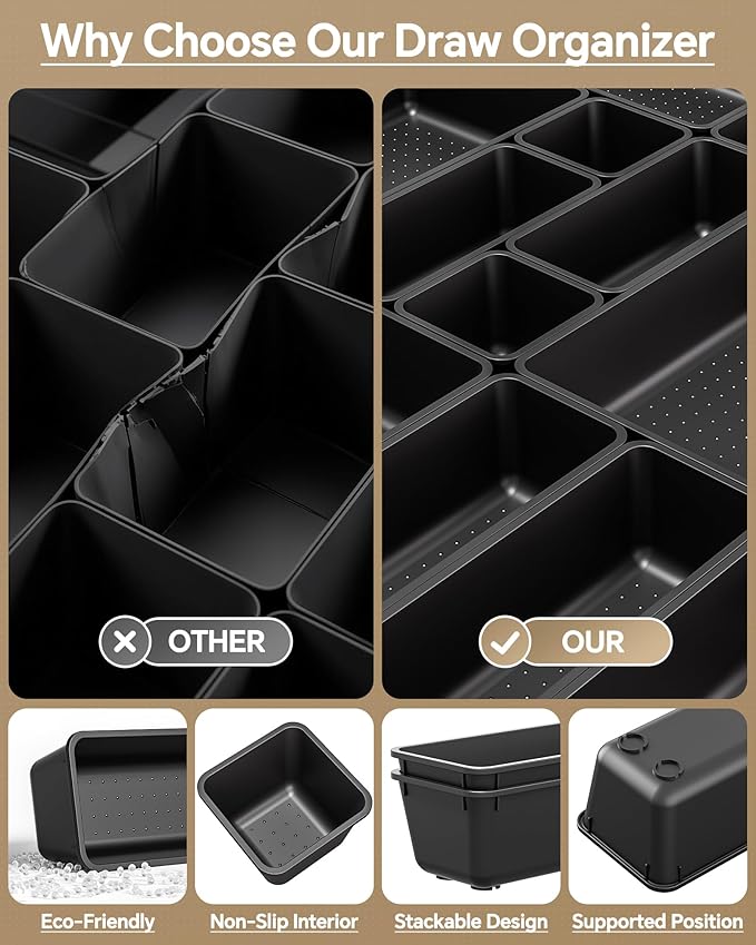 KEMETHY 25 PCS Plastic Drawer Organizers Set, 4 Sizes Vanity Organizer | Makeup - Image 5