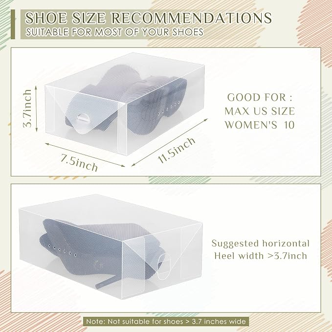 Sintuff 20 Pcs Clear Shoe Boxes Plastic Stackable Clear Shoe Storage Boxes - Image 2