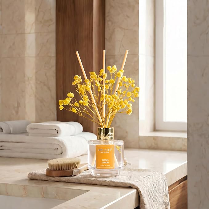 Reed Diffuser Set of 3, Fresh Linen Ocean Mist&Sea Salt Citrus Lemon Oil Reed - Image 5