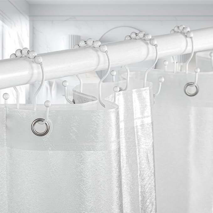 Shower Curtain Hooks, Stainless Steel Shower Curtain Hangers, Double Hook - Image 6