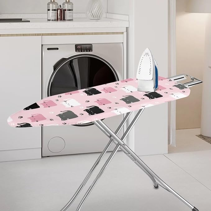 Pink Polyester Ironing Board Cover Hook & Loop Elastic Edge Easy to Install - Image 2