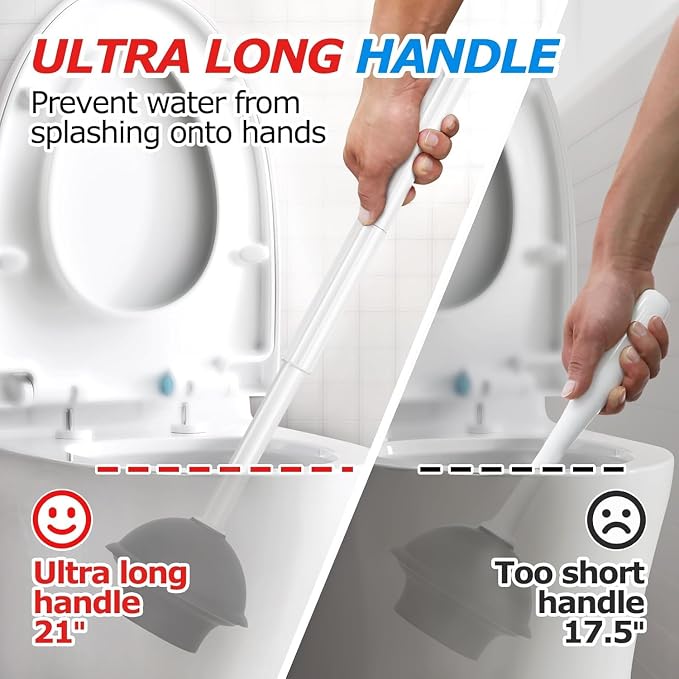 FORASTO 2Pack 2 in 1 Toilet Brush and Plunger Set, Toilet Bowl Brush Plunger Set - Image 2
