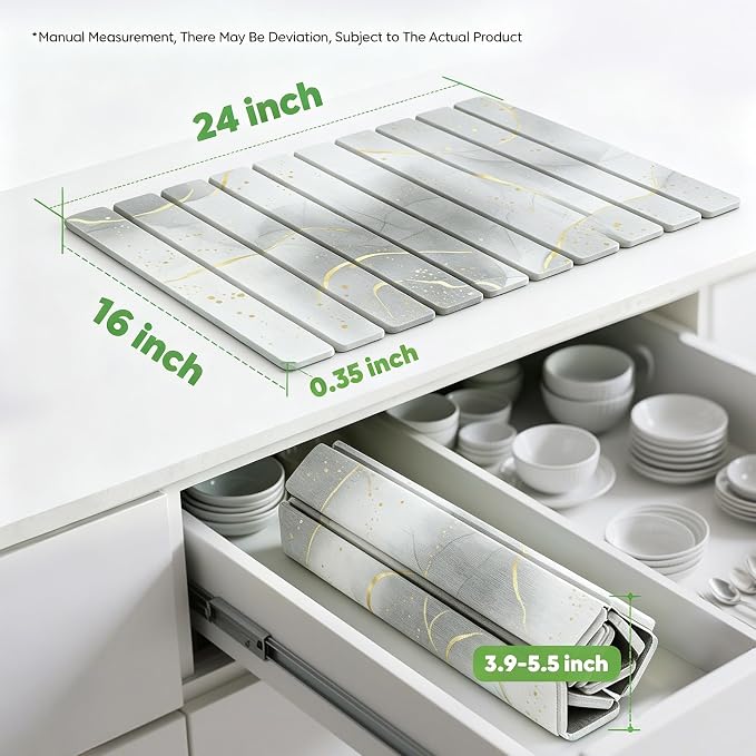 Stone Drying Mat for Kitchen Counter, Quick Diatomaceous Earth Mats for Dishes - Image 2