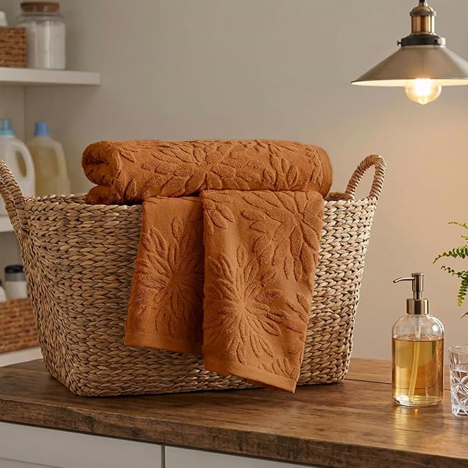 Artoid Mode 1 Pc Caramel 3D Dahlia Floral Jacquard Hand Towels - Image 5
