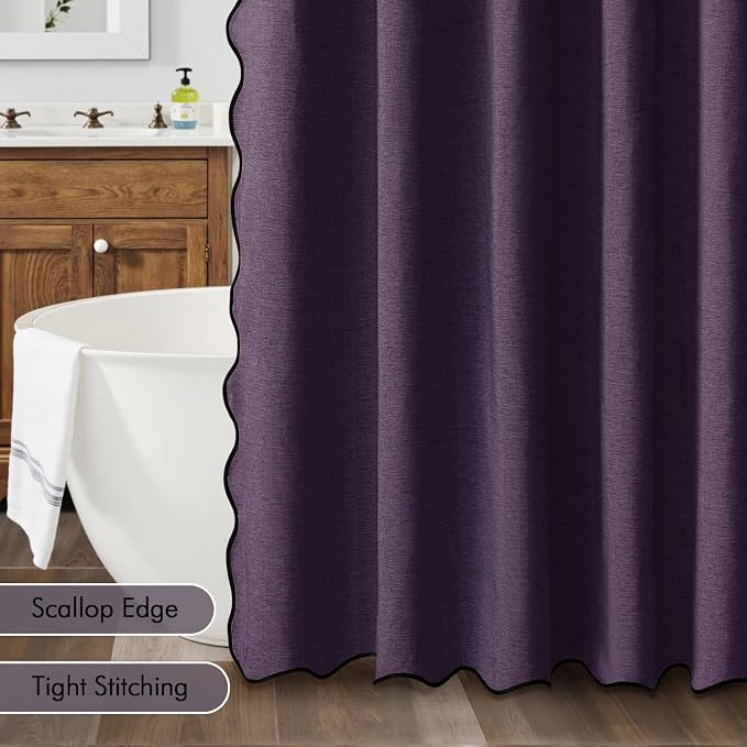 MIULEE 72"x84" Extra Long Scalloped Linen Shower Curtain Purple - Image 5