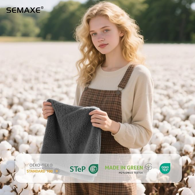 SEMAXE 6-Pack Gray Cotton Hand Towels - Image 4