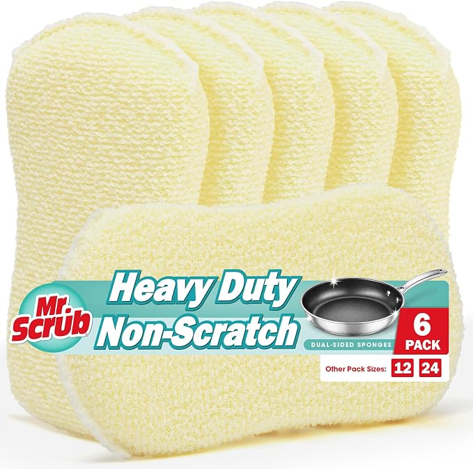 Mr. Scrub Sponges Kitchen Scrub Dish Sponge Scouring Pad, 6 Pack Cleaning Brush by MrScrubCleaninghelpers