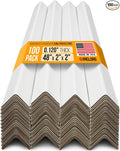 48" x 2" x 2" Reinforced Cardboard Edge Protectors, White (Pack of 100) – 0.12" Thick Medium-Duty Cardboard Corner Protectors for Shipping – American Quality V-Board Pallet Edge Guard