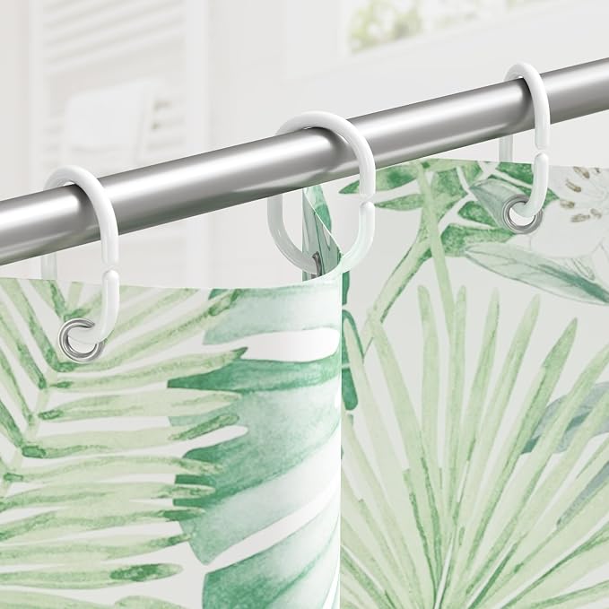 Amazer White Shower Curtain Hooks Rings, Plastic Shower Curtain Hooks - Image 5