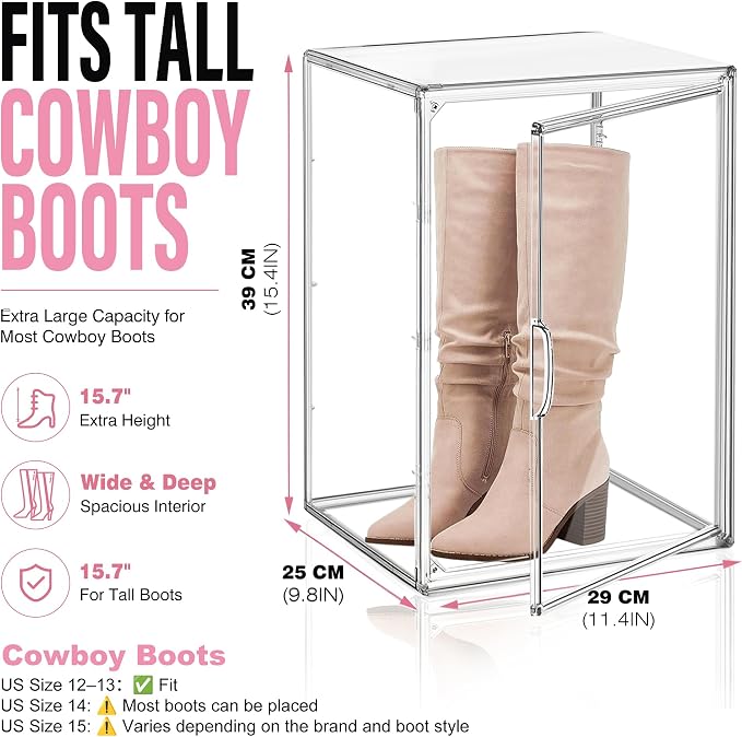 5 Pack Clear Tall Boot Storage Box, Organizer - Image 3
