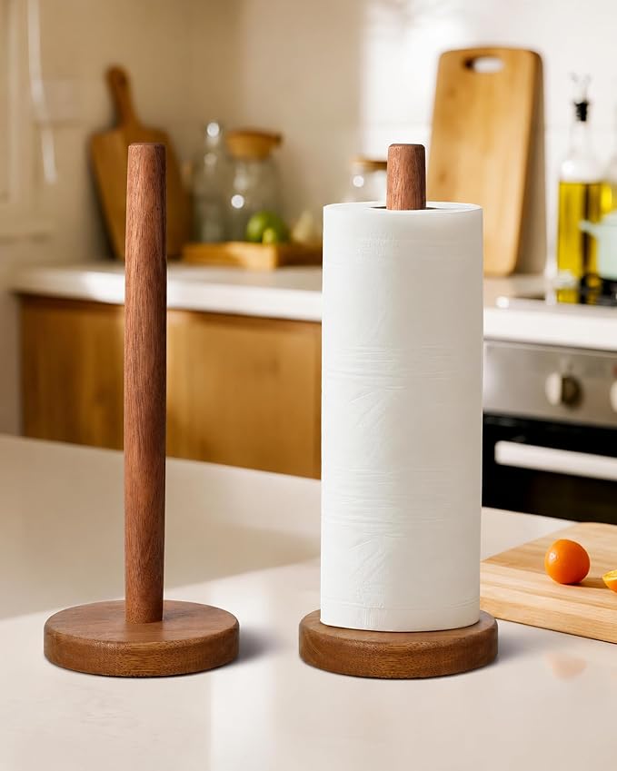 KitchLife Acacia Wooden Paper Towel Holder Countertop - Image 7