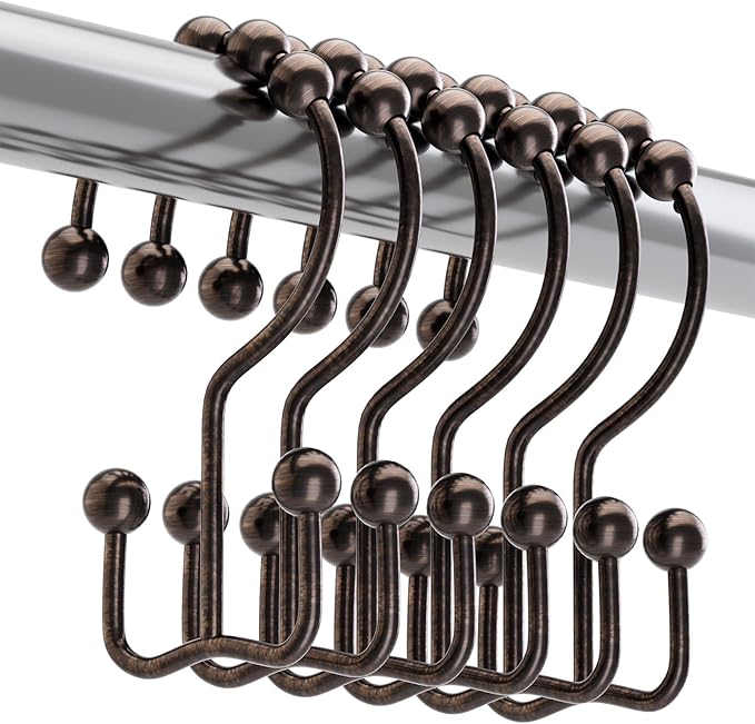 Titanker Shower Curtain Hooks Rings, Rust-Resistant Metal Double Glide Shower by Titanker