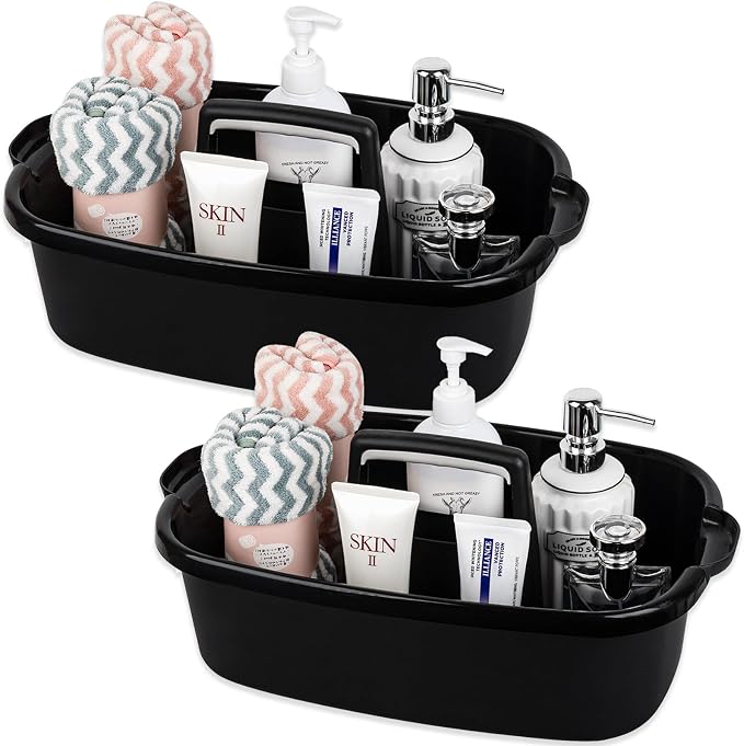 Large Cleaning Supplies Caddy Portable Shower Caddy Basket Black 2 Pack by JiatuA