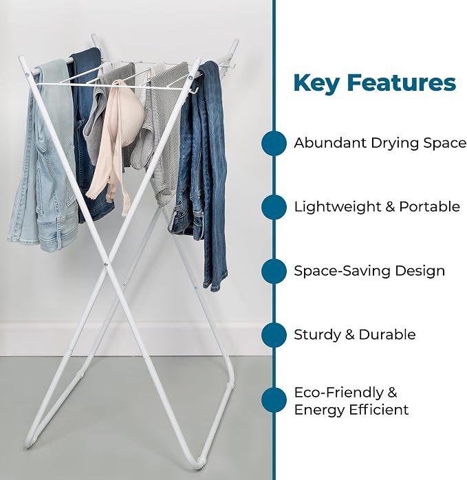 Honey-Can-Do Easy-Fold Collapsible Clothes Drying Rack, Sturdy Metal Laundry - Image 5