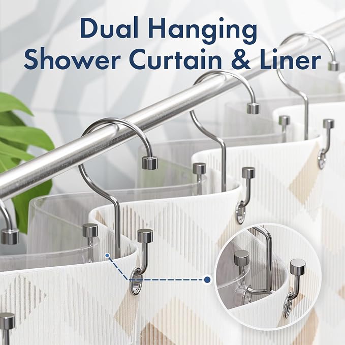 Bathway Shower Curtain Hooks Chrome Shower Curtain Rings - Image 5