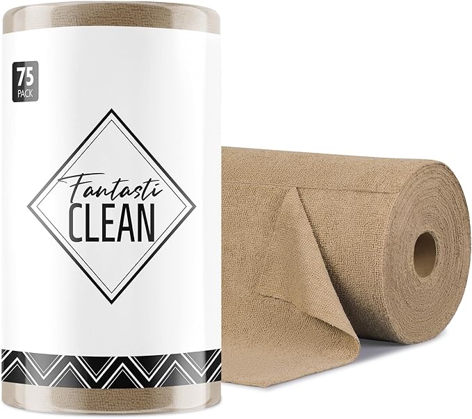 Fantasticlean Microfiber Cleaning Cloth Roll- 75 Sheets, Tear-away Microfiber by Fantasticlean