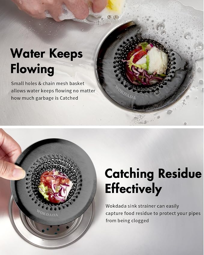 Kitchen Sink Drain Strainer, Patented Reversible Chain Mesh Basket - Image 3