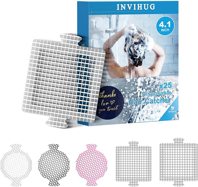 25 Pack, Disposable Shower Drain Hair Catcher Mesh Stickers, Disposable Hair by BathroomRoomShowerDrainDrainStrainerAccessories