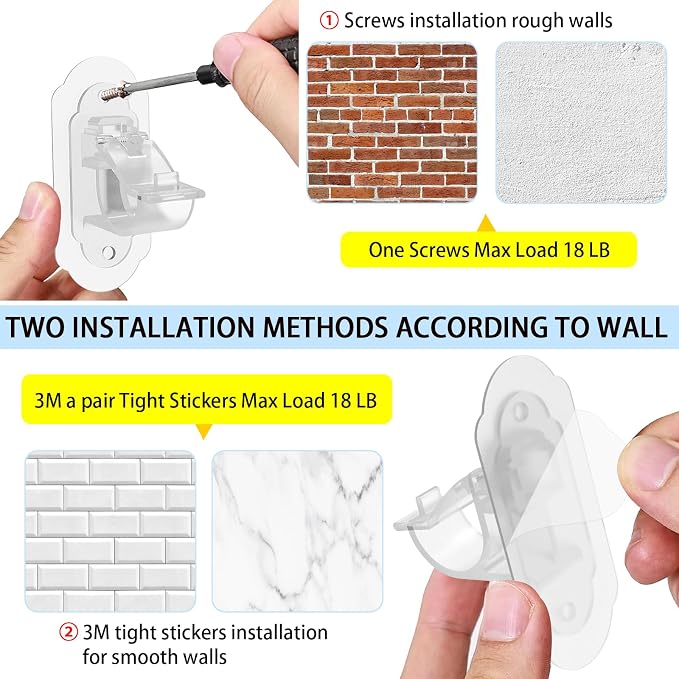No Drill Curtain Rod Brackets， No Drill Needed Curtain Rod Holders, Adhesive - Image 7