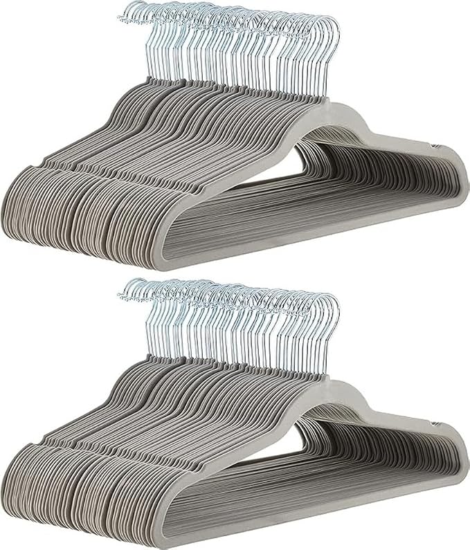 Amazon Basics Slim Velvet Non-Slip Space Saving Suit Clothes Hangers by AmazonBasics