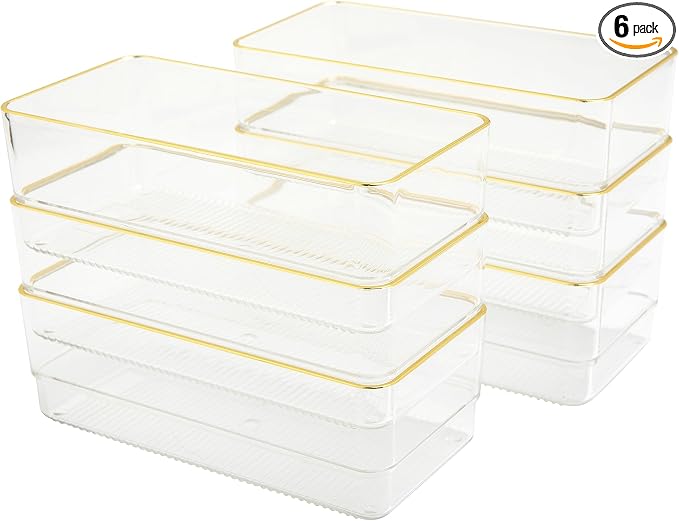 Martha Stewart Kerry Plastic Stackable Office Desk Drawer Organizers, 6 Pack by MarthaStewart