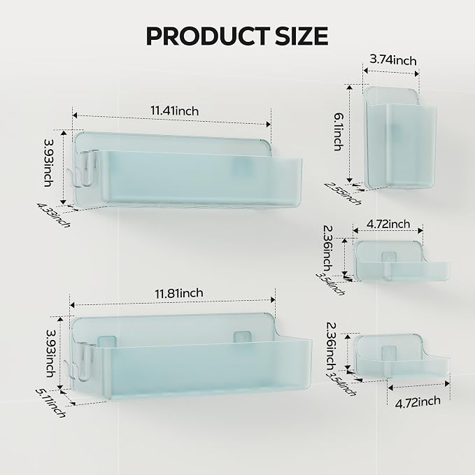 Nieifi Adhesive Shower Shelves, 5 Pieces - Image 2