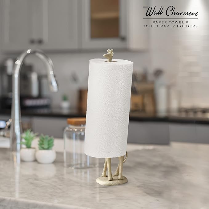 WallCharmers Gold Paper Towel Holder, Metal Toilet or Kitchen Paper Holder - Image 7