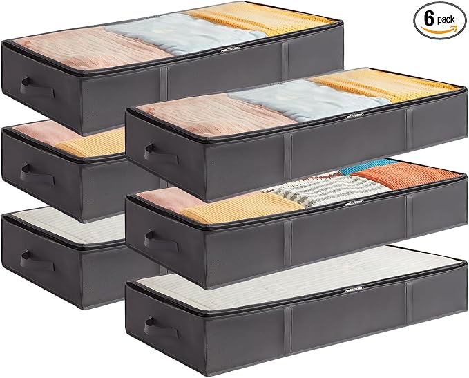 Lifewit 6 Packs Under Bed Storage Containers, Large Capacity Blanket Storage by Lifewit