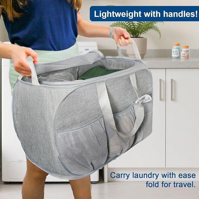 Collapsible Laundry Baskets, Tear Proof Pop Up Laundry Hamper - Image 6