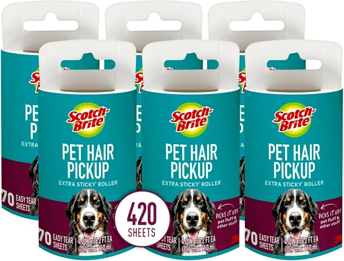 Scotch-Brite Pet Hair Extra Sticky Lint Roller, 420 Sheets Total, 6 Pack by Unknown