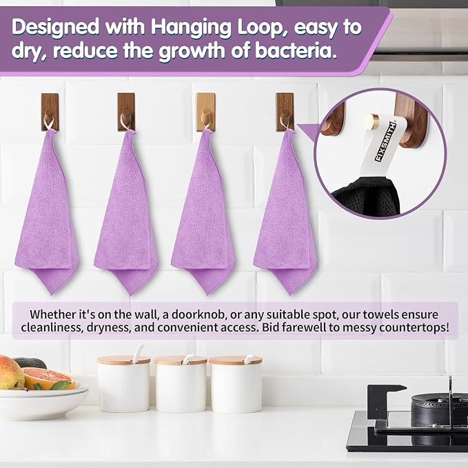 FIXSMITH Purple Microfiber Cleaning Cloth -Pack of 12, Highly Absorbent - Image 5
