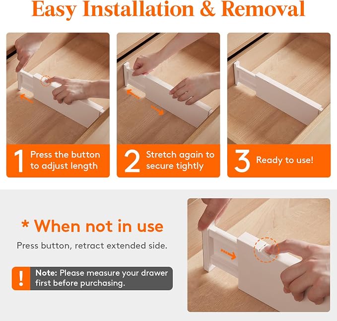 Lifewit 4" High Upgrade Drawer Divider, Adjustable Drawer Organizer Clothes | - Image 7