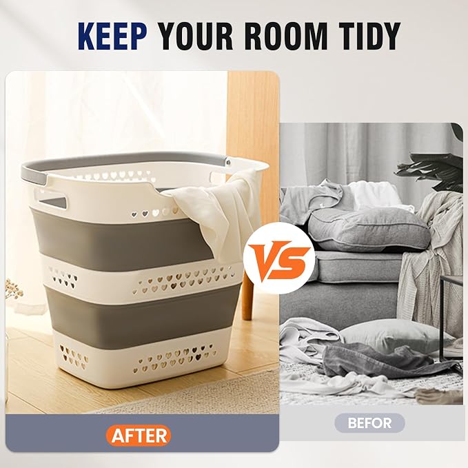 Collapsible Plastic Laundry Basket Hamper - Image 7