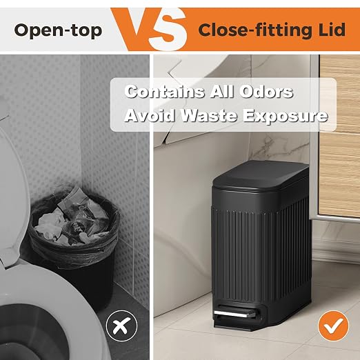 TrashAid Small Black Bathroom Trash Can - Image 5