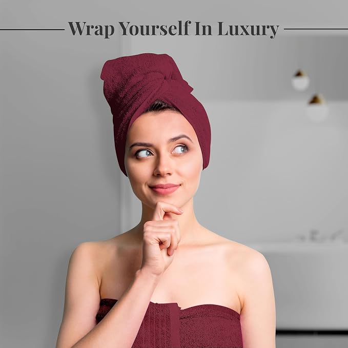 8 Piece Towel Set, 2 XL Bath, 2 Hand, 4 Washcloth, Burgundy | 100% Cotton - Image 3