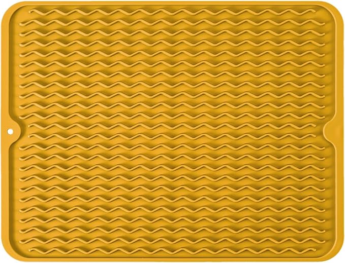 Silicone Dish Drying Mat, Non-Slip Easy Clean Sink Mat, Large Heat-resistant by MODENGKONGJIAN