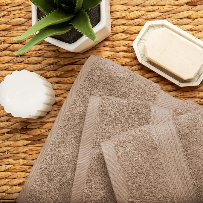 SUPERIOR Egyptian Cotton Ultra Plush & Absorbent, 3 Piece Set, Latte | Quick Dry - Image 8