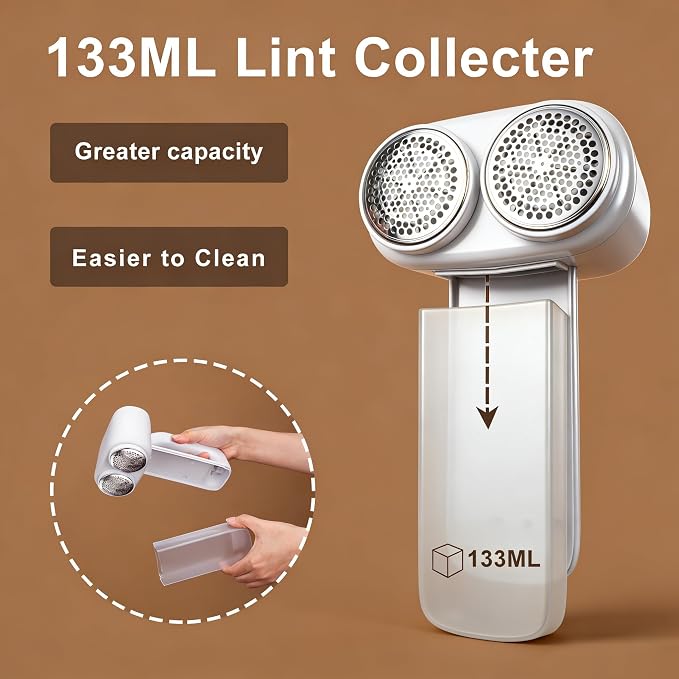 Fabric Shaver, Dual Head Lint Remover, LCD & 6-Blade, Rechargeable - Image 8