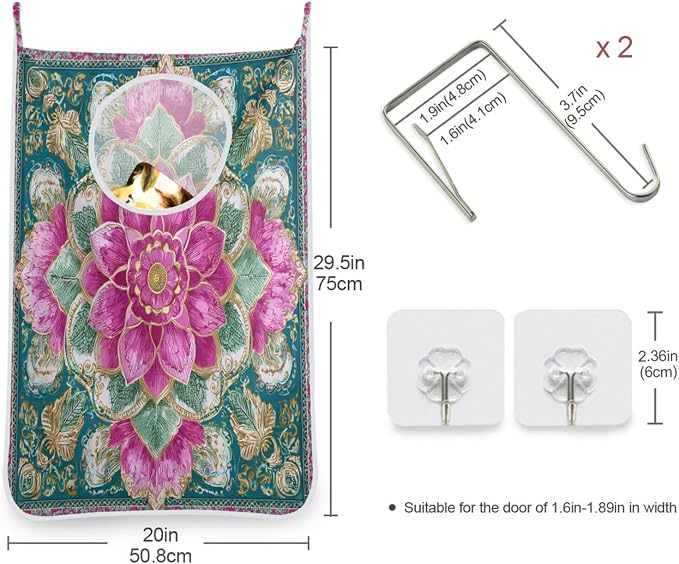 1PC Hanging Laundry Hamper Bag Over the Door Laundry Hamper Wall Hamper Large - Image 3