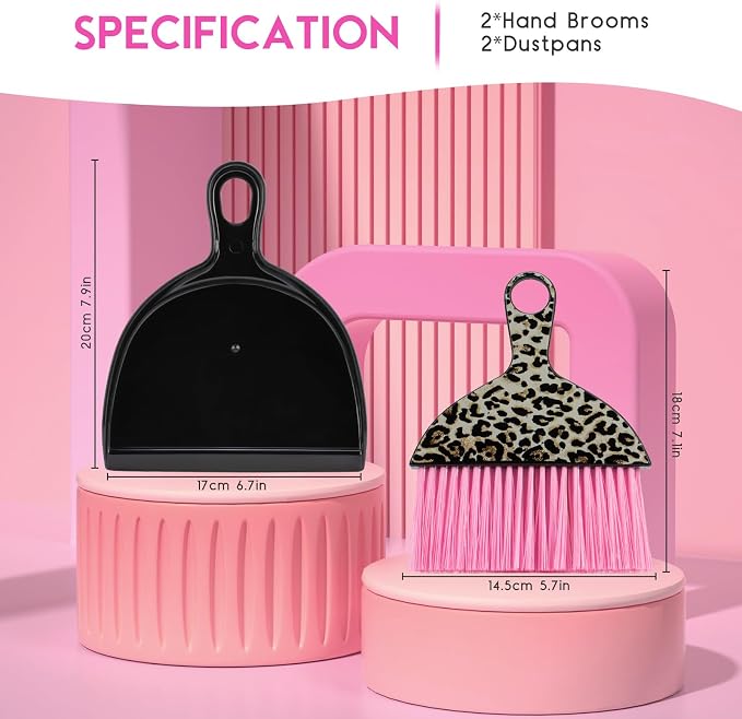 THINKLEARN 2PCS Small Dust Pan and Brush Set, Mini Broom Dustpan Kit - Image 5
