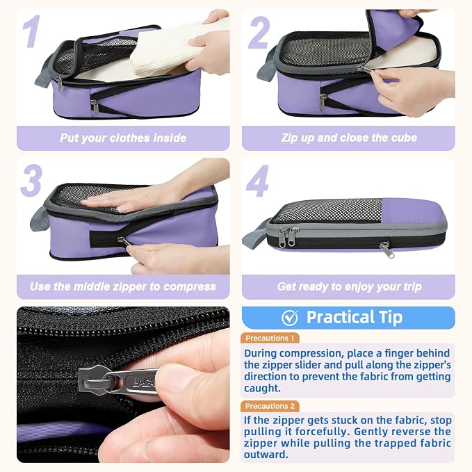 BAGAIL 4 Set/6 Set/8 Set Compression Packing Cubes Travel Accessories - Image 4