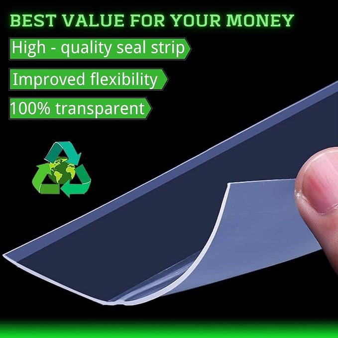 Door Weather Stripping, Under Door Draft Stopper, 1in Self Adhesive Clear | - Image 4