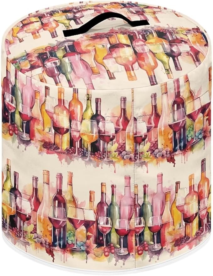 Pressure Cooker Cover Dust-Proof Kitchen Appliance Cover Air Fryer Cover for 3 Quart Instant Pot, with Handle and Pockets Keep Kitchen Appliance Clean Home Decor, Wine Painting