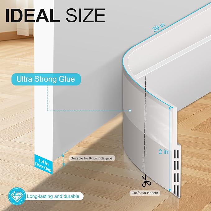 Adjustable Under Door Draft Stopper Filler Seal Blocker, 2 Pack | Door Seal - Image 2