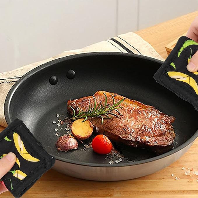 4PCS Cast Iron Skillet Handle Cover - Heat Resistant Cotton Pan Pot Handle Covers, Non-Slip Hot Handle Covers, Machine Washable Handle Mitts for BBQ and Baking Supplies