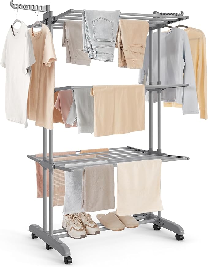 SONGMICS Clothes Drying Rack 4-Tier, Foldable Laundry Rack, Steel | Indoor by Unknown
