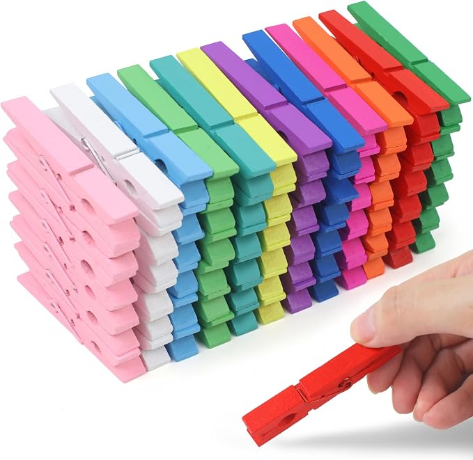 Phinus 72 Pcs Colorful Wooden Clothes Pins, 2.9 Inch 12 Colors Clothes Pins by Phinus